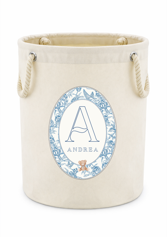 Cesto giochi Toile du Jouy blu